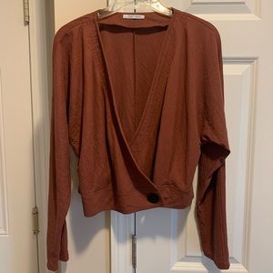 Zara women’s burgundy crossover top size medium